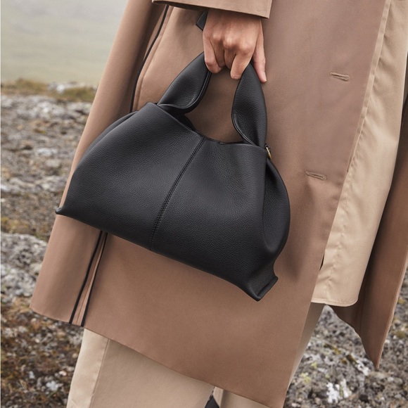 Polène Numéro Neuf Edition Textured Calf Leather Black Top Handle Bag - Picture 8 of 12